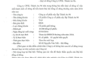 Thông báo: chốt danh sách cổ đông tham dự họp Đại hội đồng cổ đông thường niên năm 2016